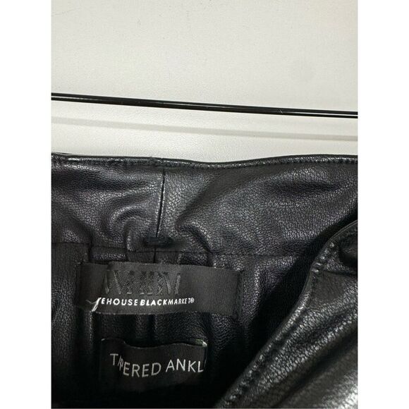 White House Black Market Women's Faux Leather Tapered Ankle Pants Black Size 6 - Picture 3 of 9